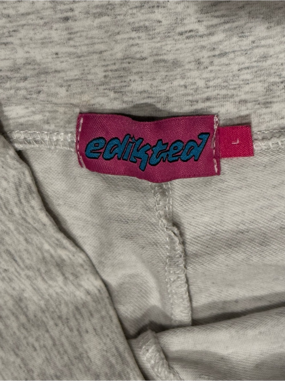 Edikted Wide Leg Fold Over Pants Light Gray Melange L Y2K - Picture 4 of 6